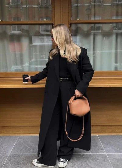 Long Double-Breasted Trench Coat
