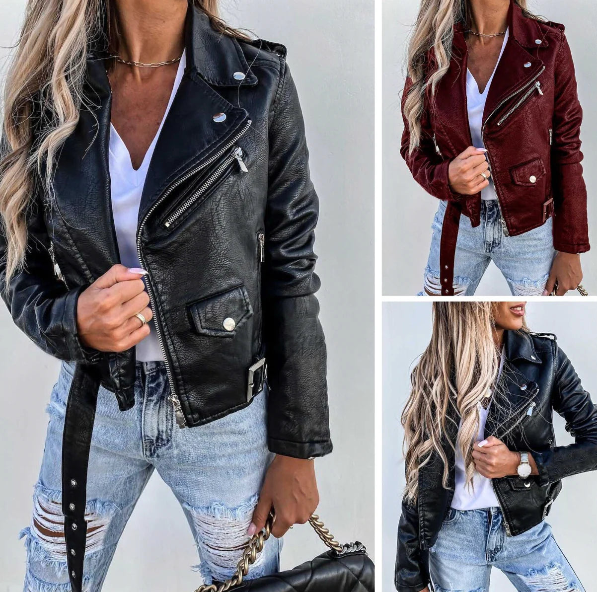 Faux Leather Moto Jacket