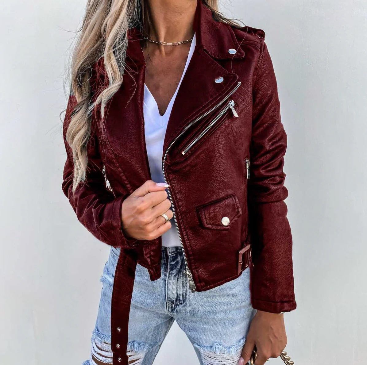 Faux Leather Moto Jacket