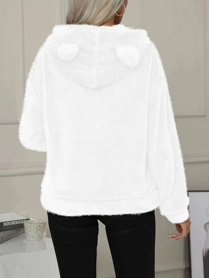 Women’s Teddy Pullover Hoodie – Oversized Fleece With Kangaroo Pocket for Fall Layering