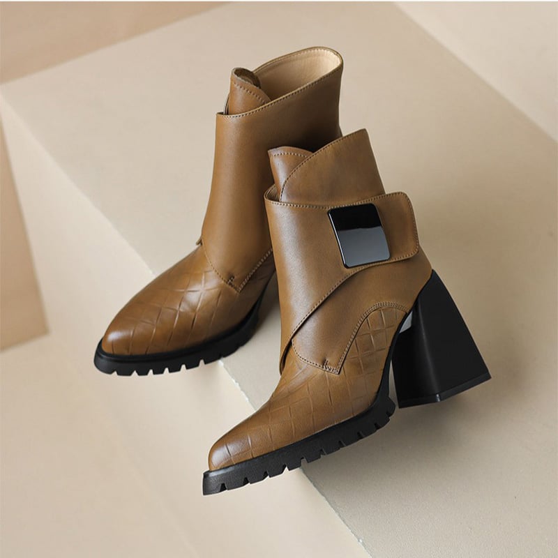 Fall Buckled Block Heel Boots