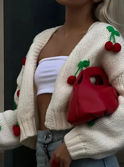 Ida - chic cherry cardigan