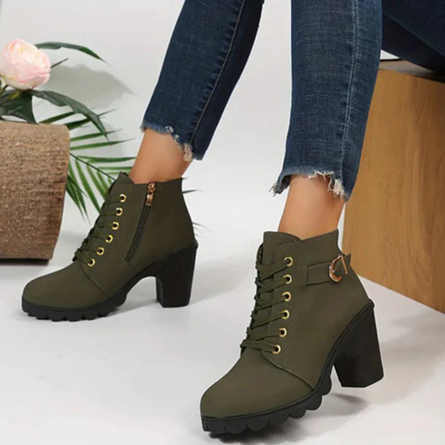 Heeled Lace Up Ankle Boots