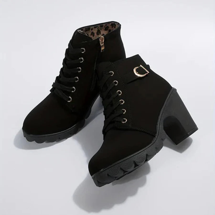 Heeled Lace Up Ankle Boots