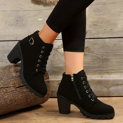 Heeled Lace Up Ankle Boots