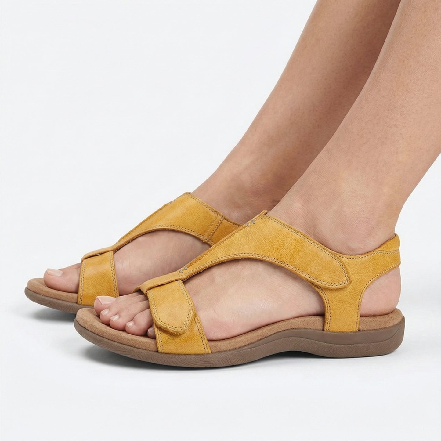 Casual Open-Toe Sandals - Cushioned Insole, Adjustable Velcro Straps, Non-Slip Sole