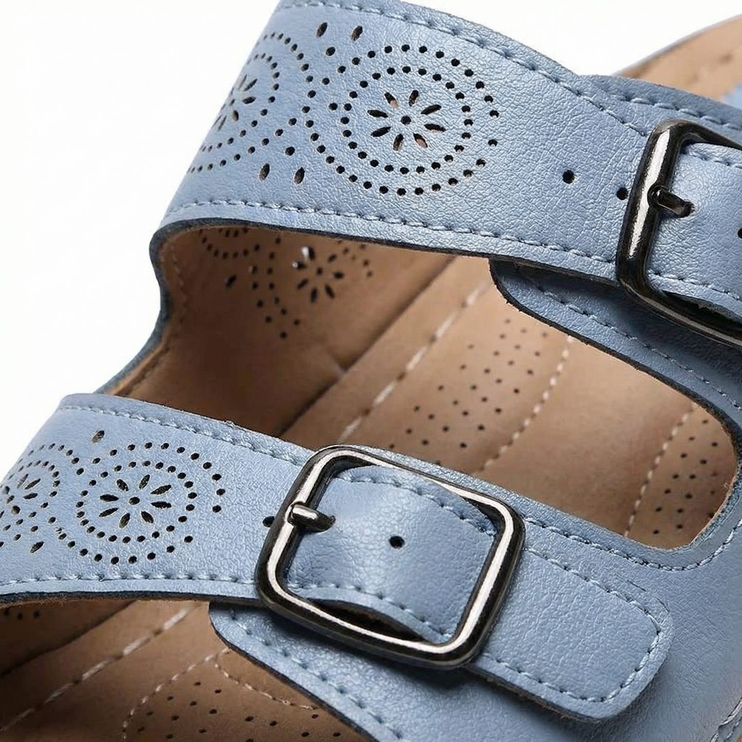 Clip-On Sandals - Adjustable Buckle Straps, Textured Sole
