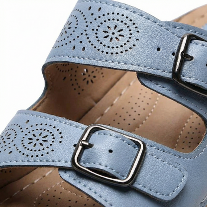 Clip-On Sandals - Adjustable Buckle Straps, Textured Sole