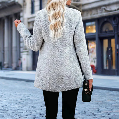 Herringbone Stand Collar Coat