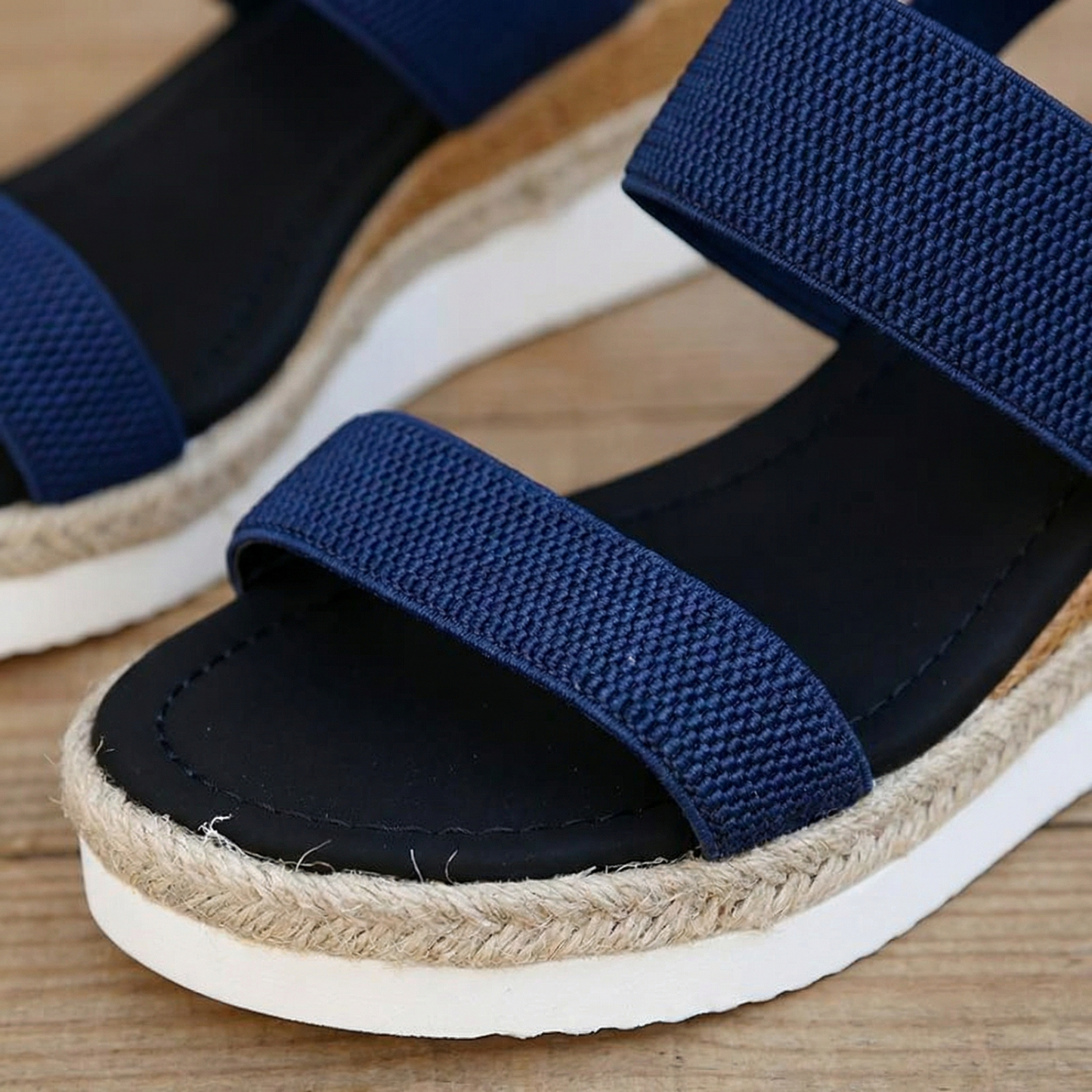 Espadrille Wedge Sandals - Ankle Strap, Platform Sole