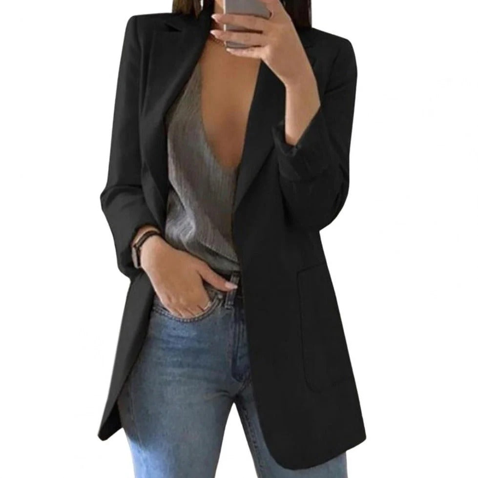 Fall Single-Breasted Long Blazer Jacket