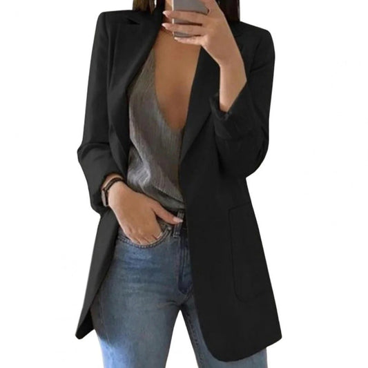Fall Single-Breasted Long Blazer Jacket