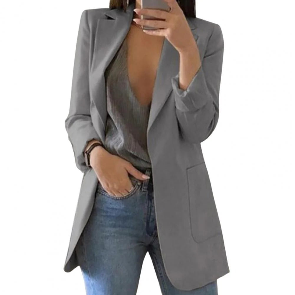 Fall Single-Breasted Long Blazer Jacket
