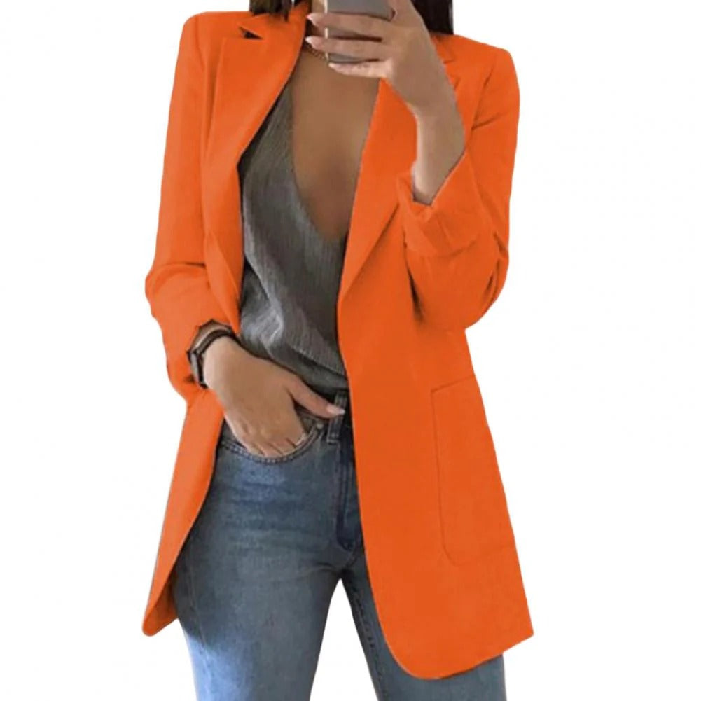Fall Single-Breasted Long Blazer Jacket