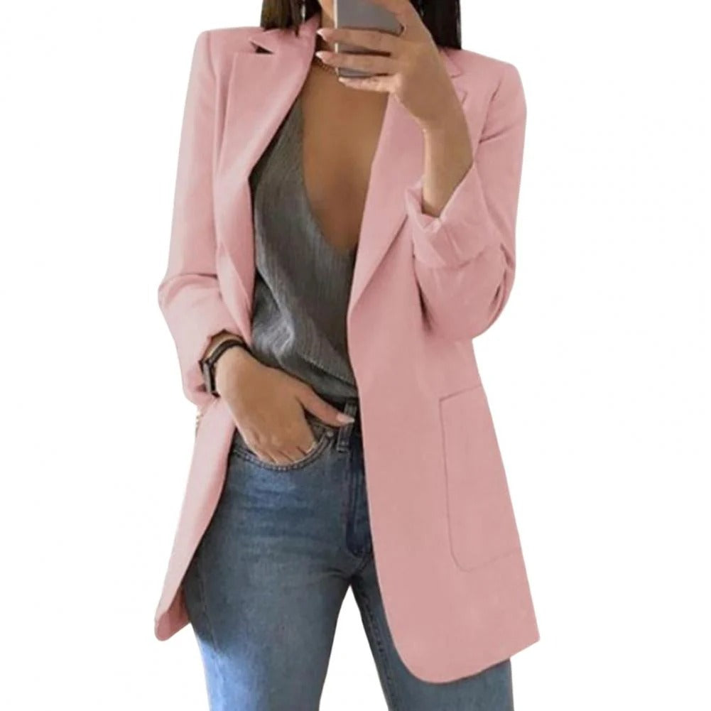 Fall Single-Breasted Long Blazer Jacket