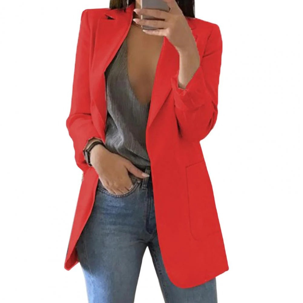 Fall Single-Breasted Long Blazer Jacket