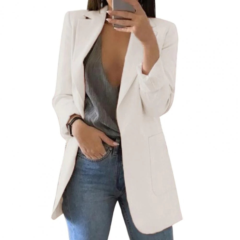 Fall Single-Breasted Long Blazer Jacket