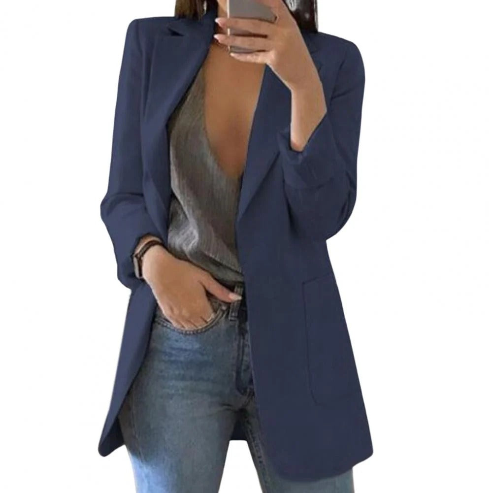 Fall Single-Breasted Long Blazer Jacket