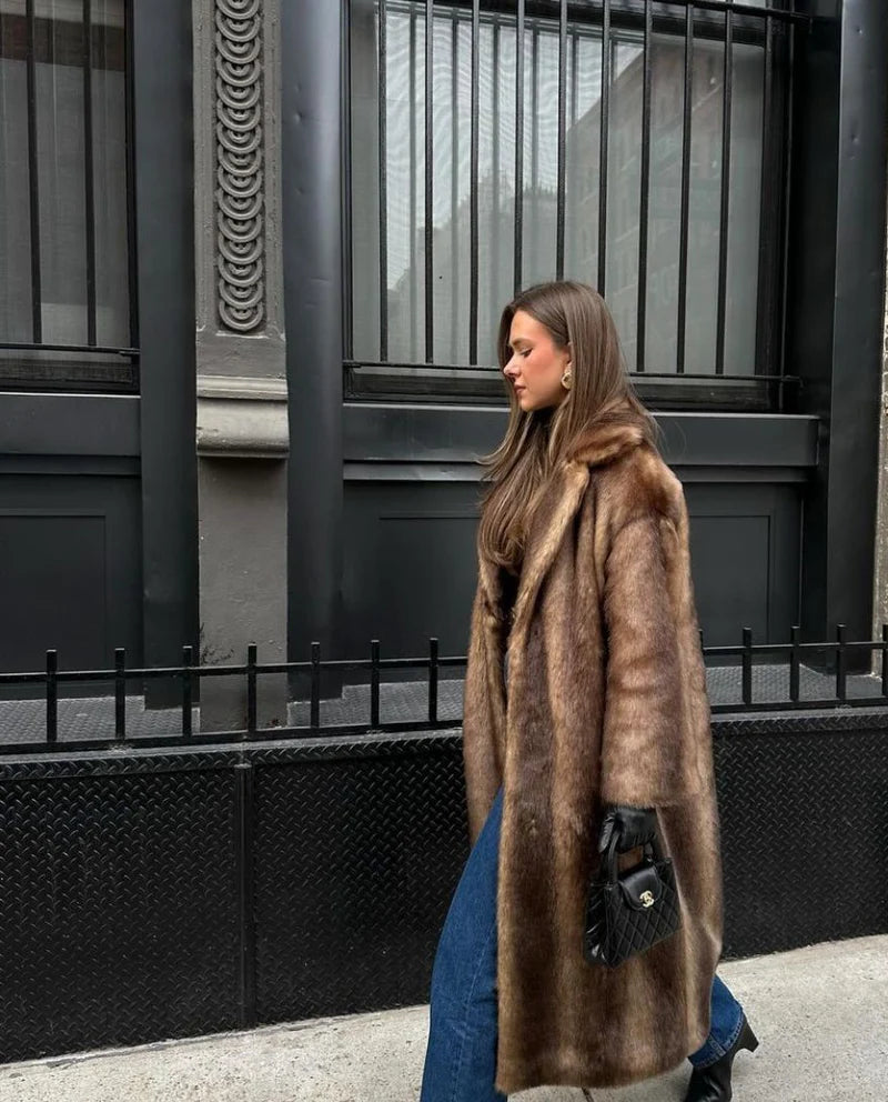 Longline Faux Fur Coat