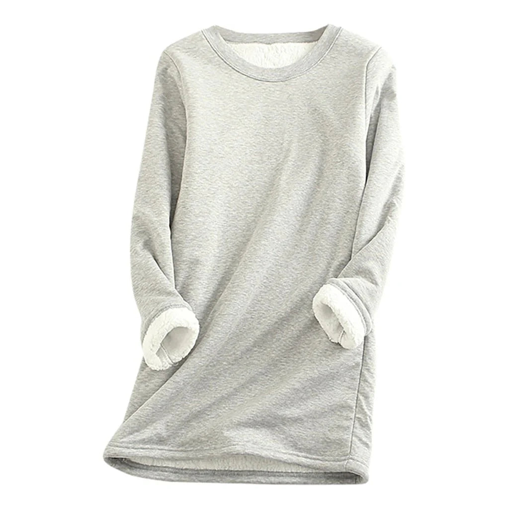 Fleece-Lined Long Sweatshirt