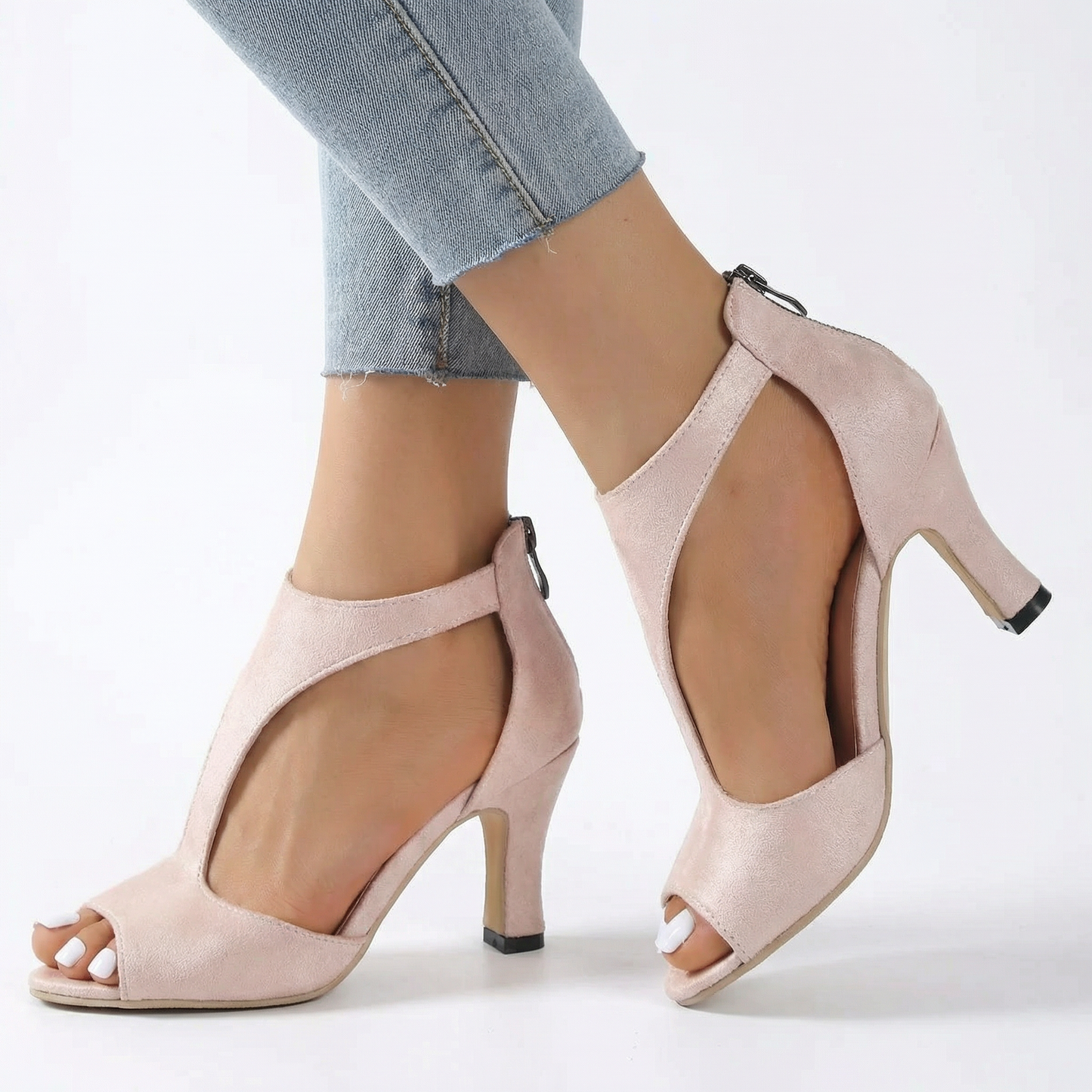 High Heel Sandals - Open Toe, Stable Heel, Anti-Slip Sole