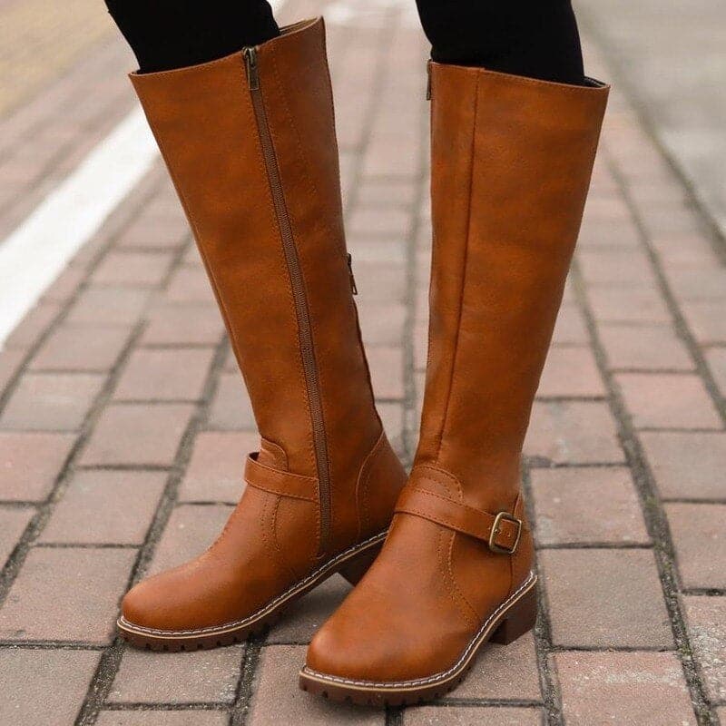 Knee High Riding Boots With Side Zip