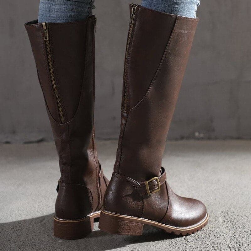 Knee High Riding Boots With Side Zip