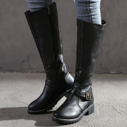 Knee High Riding Boots With Side Zip