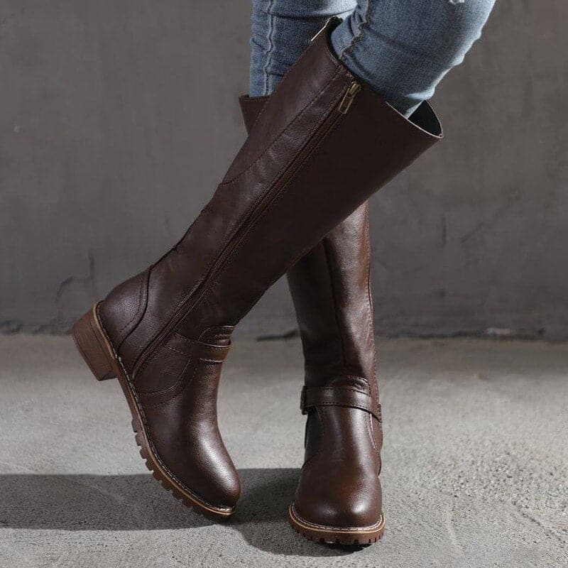 Knee High Riding Boots With Side Zip