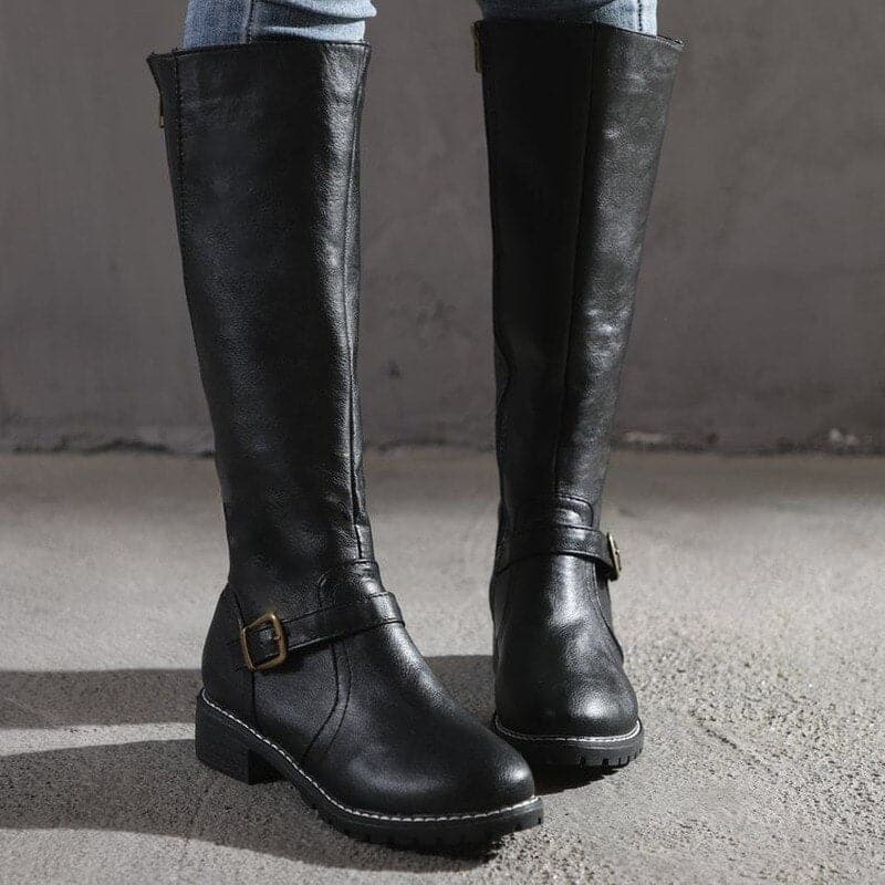 Knee High Riding Boots With Side Zip