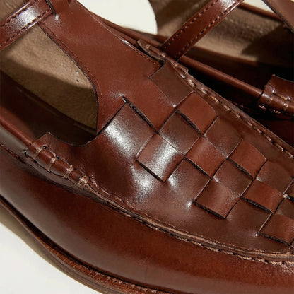 Leather Slingback Sandals - Woven Upper, Cushioned Orthopedic Insoles