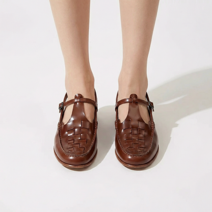 Leather Slingback Sandals - Woven Upper, Cushioned Orthopedic Insoles