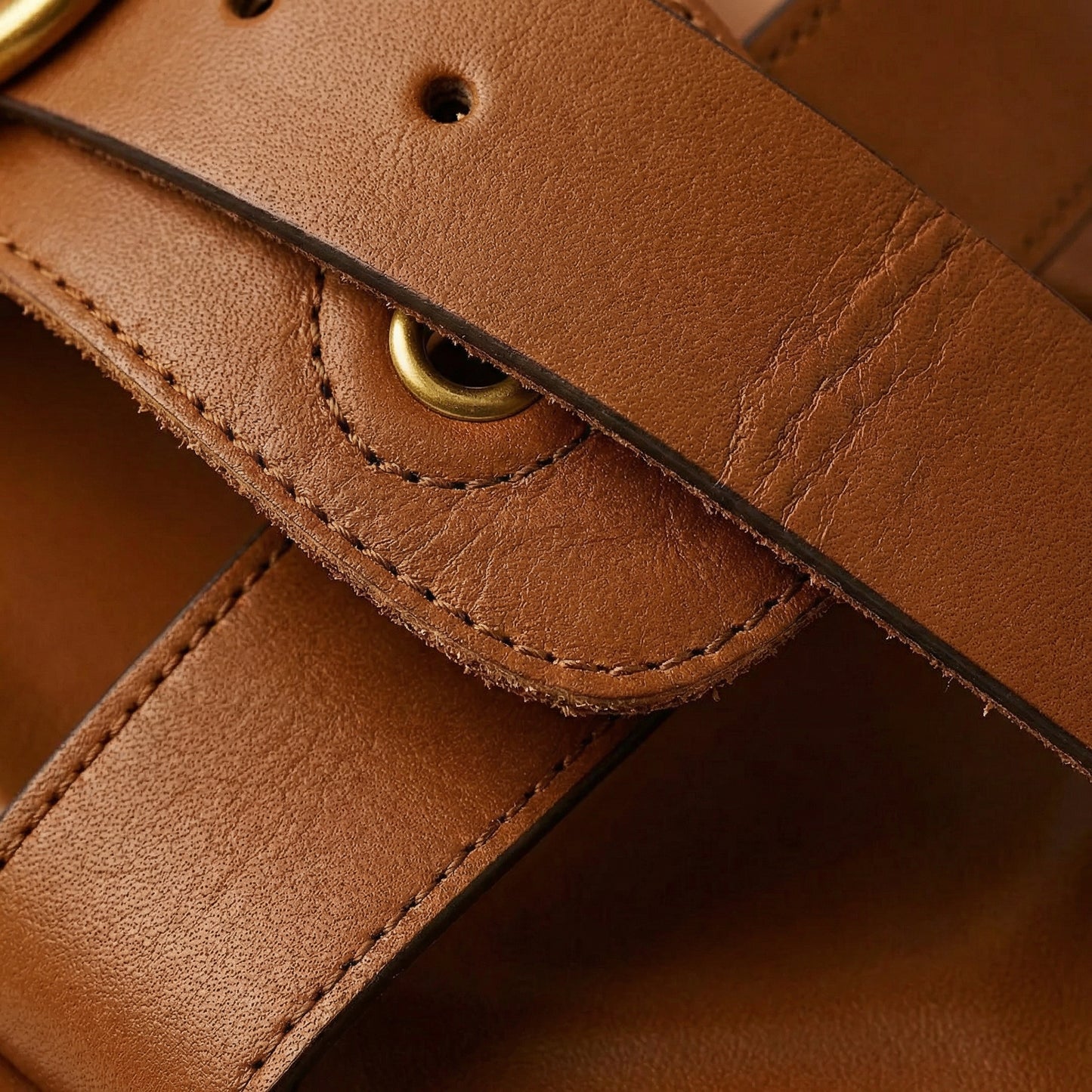 Leather Slide Sandals - Double Adjustable Straps, Lightweight Design