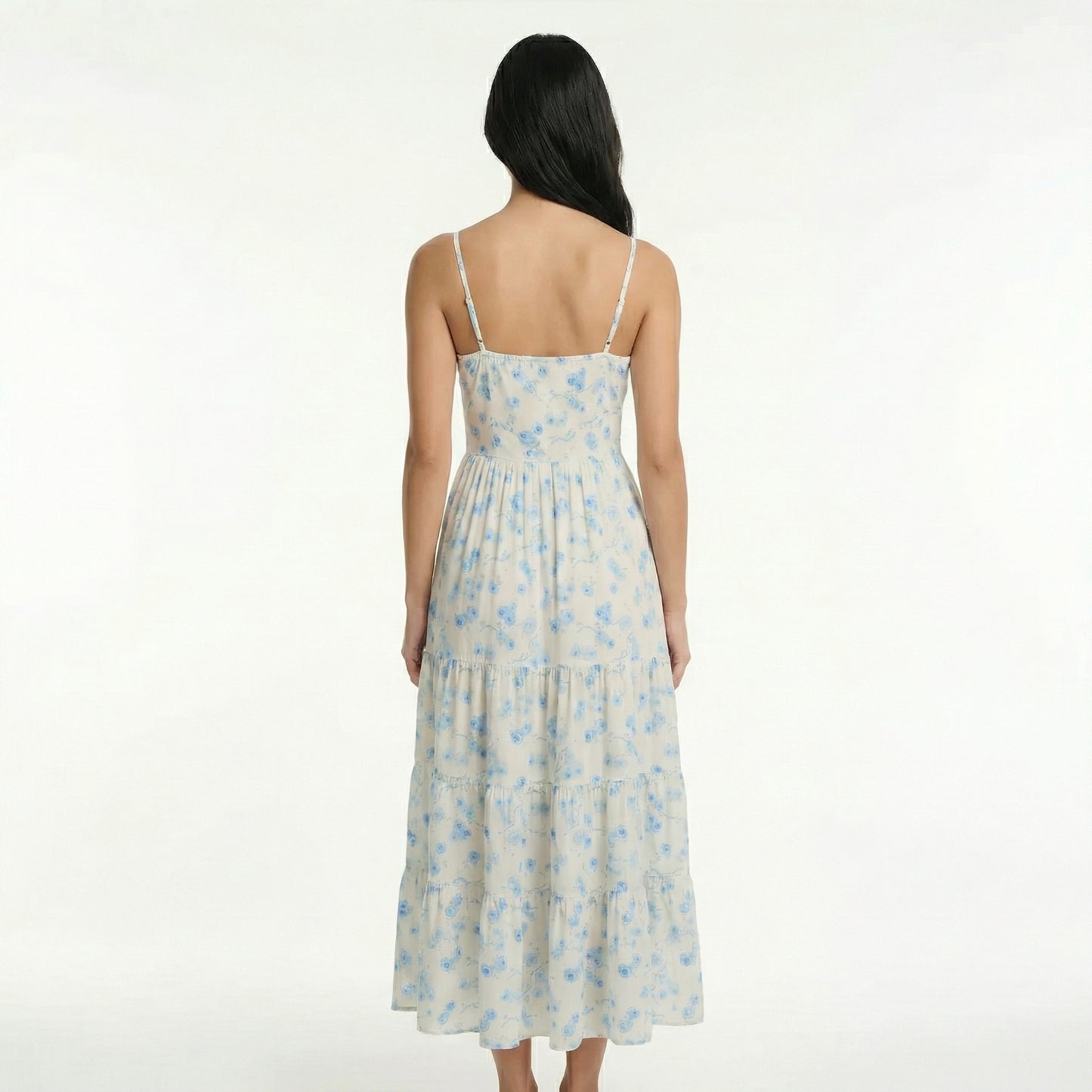 Floral Sleeveless Maxi Dress - Tie Straps, Smocked Back, Side Slit