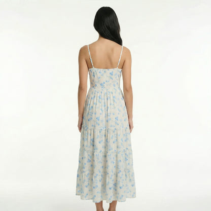 Floral Sleeveless Maxi Dress - Tie Straps, Smocked Back, Side Slit