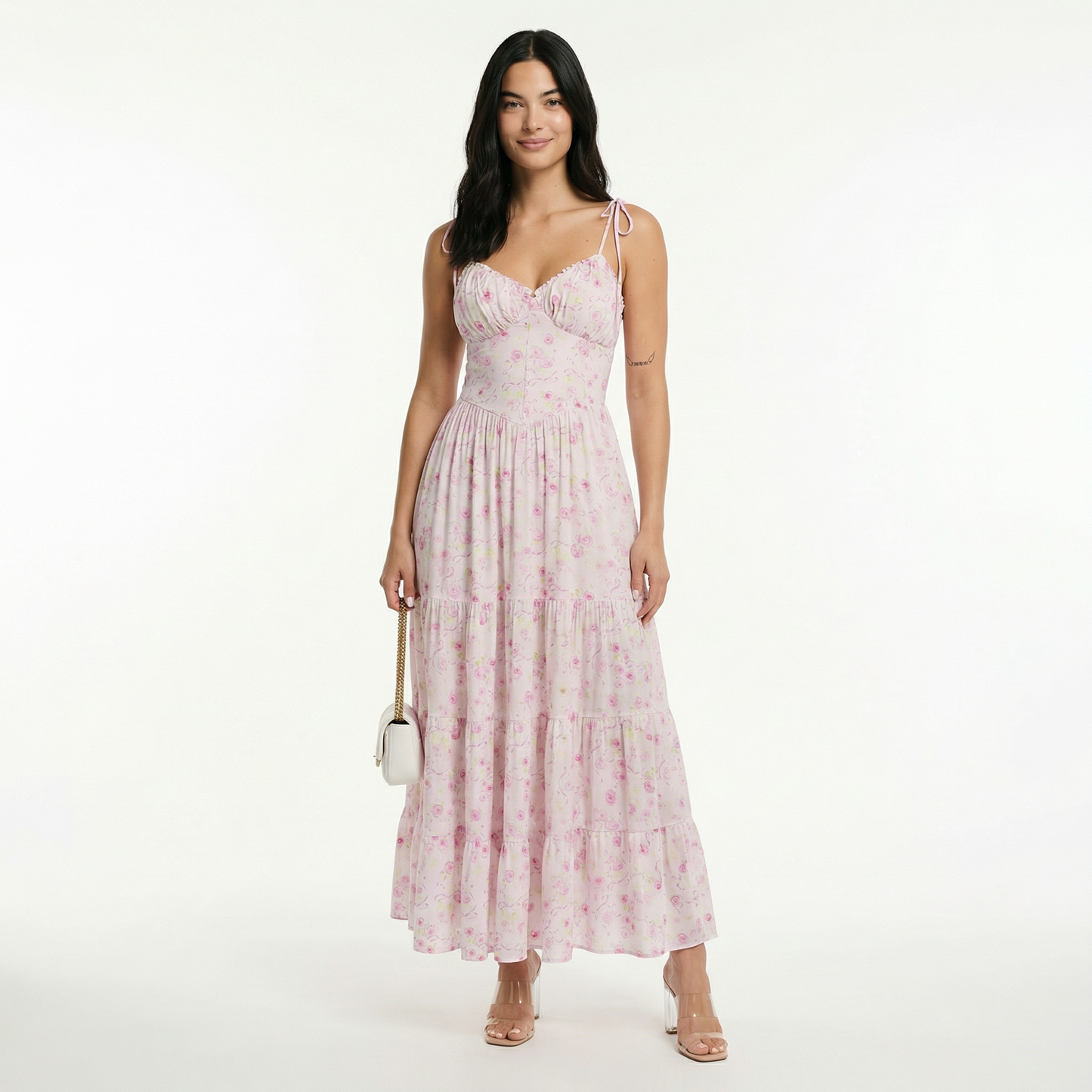 Floral Sleeveless Maxi Dress - Tie Straps, Smocked Back, Side Slit