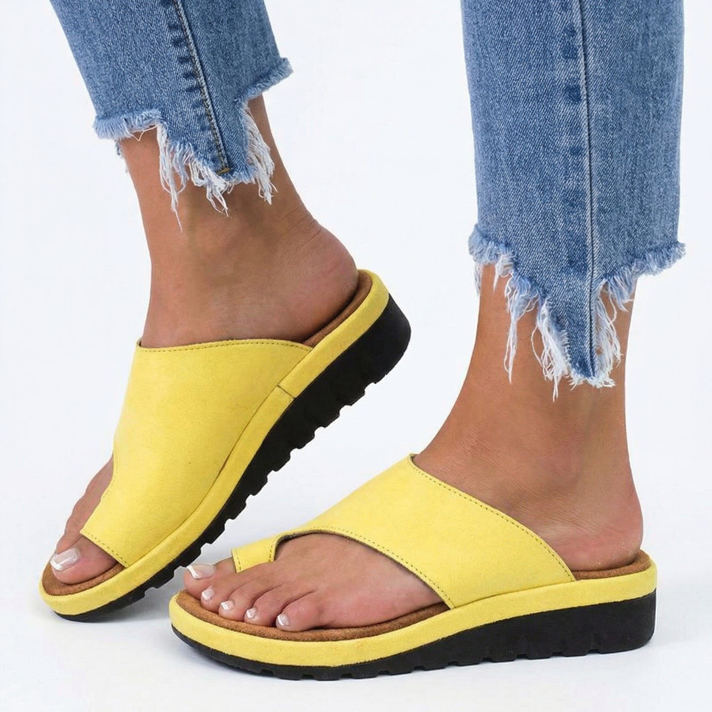 Orthopedic Bunion Corrector Sandals - Toe-Ring Design, Arch Support, Cushioned Nano-Foam Sole