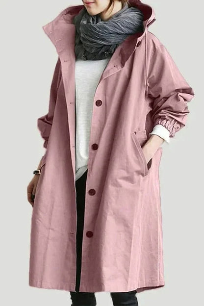 Oversized Button Coat With Hood