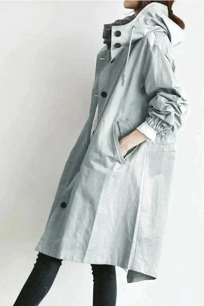 Oversized Button Coat With Hood