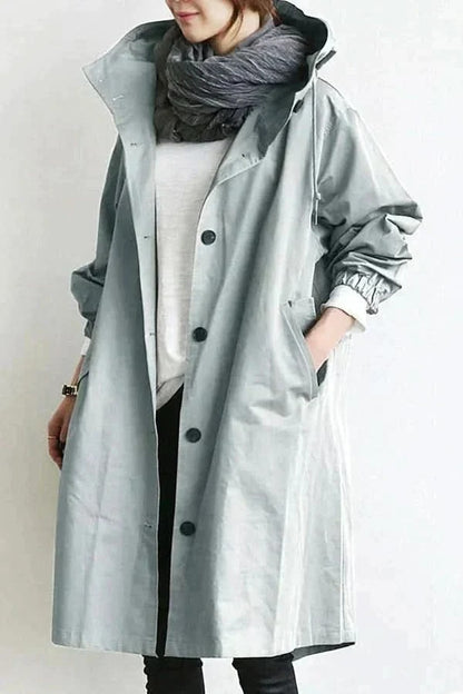 Oversized Button Coat With Hood