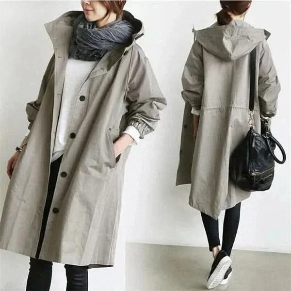 Oversized Button Coat With Hood