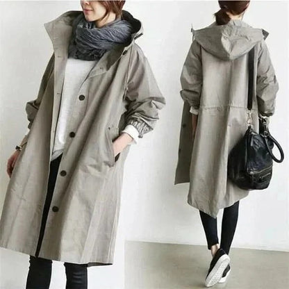 Oversized Button Coat With Hood