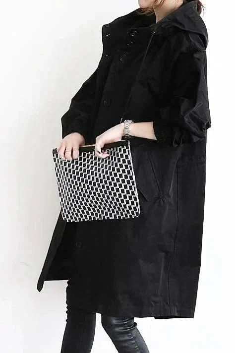 Oversized Button Coat With Hood