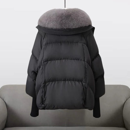Puffer Jacket With Oversized Fur Collar