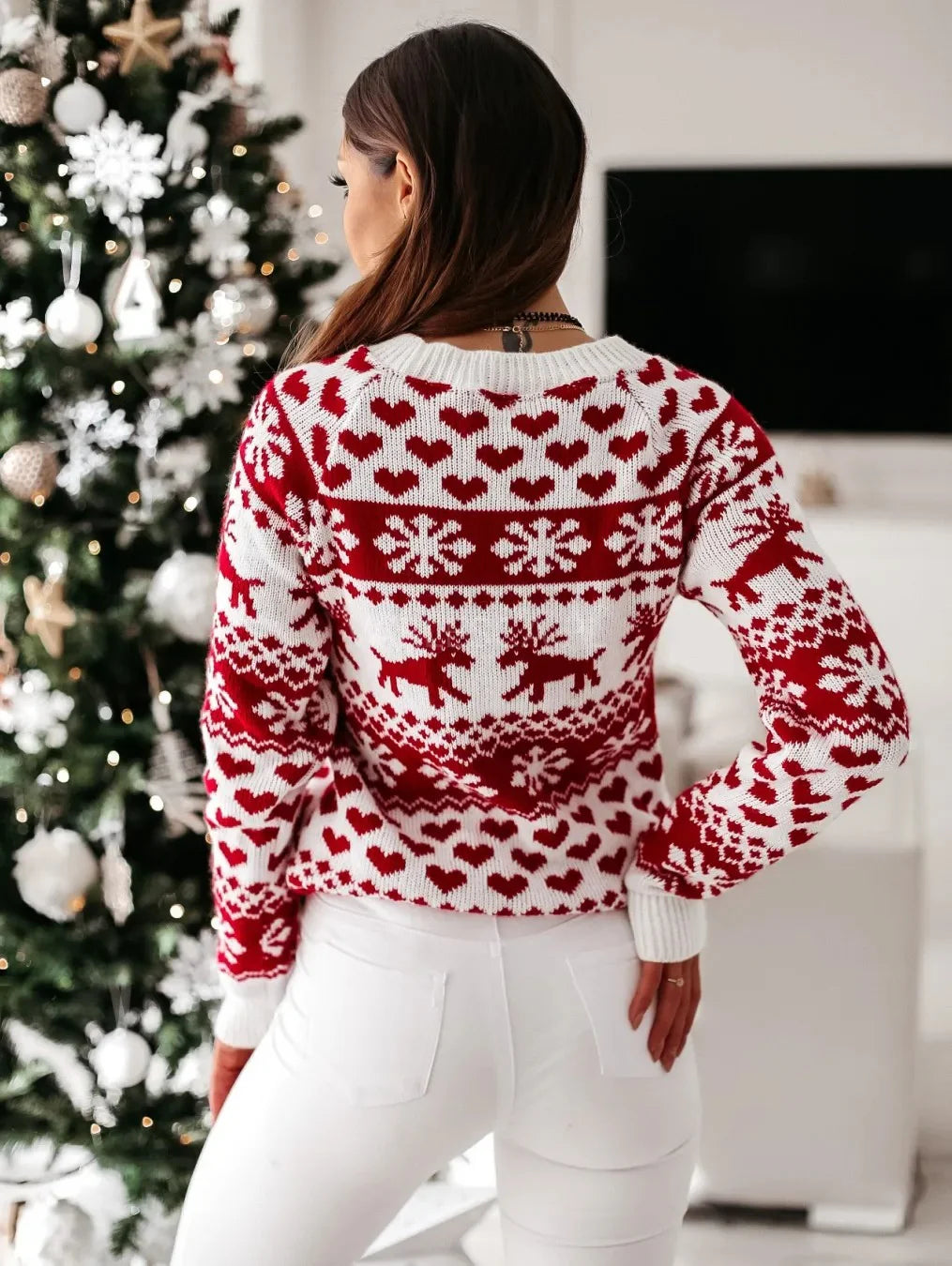 Fair Isle Sweater With Reindeer Pattern