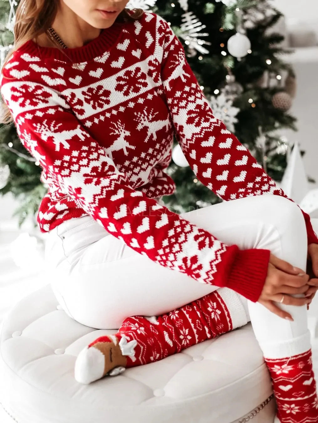 Fair Isle Sweater With Reindeer Pattern