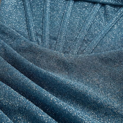 Sequin Maxi Dress - Lace Bodice, Spaghetti Straps, High Slit