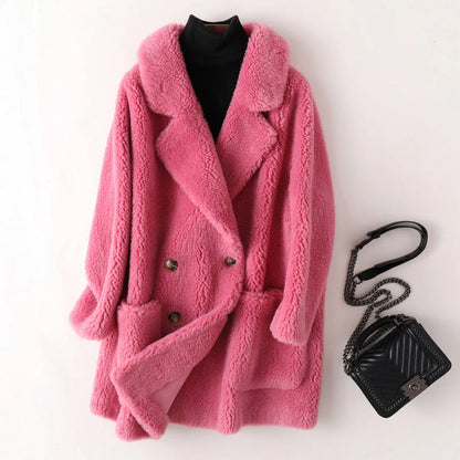 Shearling Double Breasted Coat