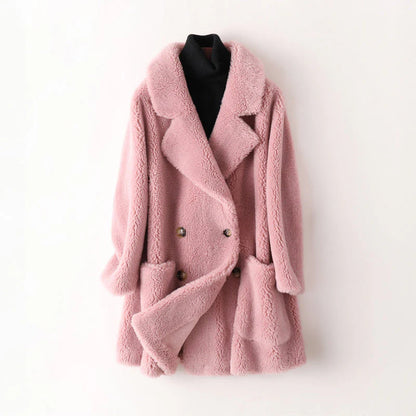 Shearling Double Breasted Coat
