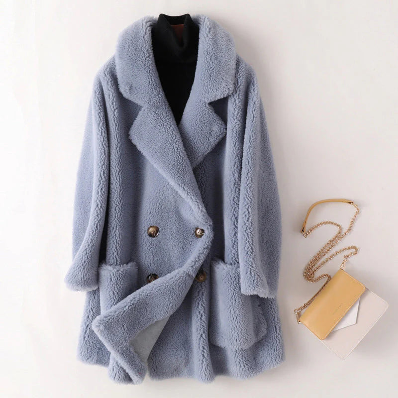 Shearling Double Breasted Coat